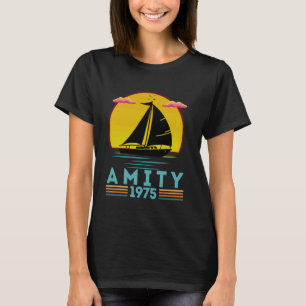 Camiseta Vintage Amity 1975 Sunset Retro Sailboat Summer Va
