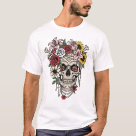 Camiseta Vintage, anatomia médica, flor do crânio