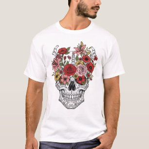 Camiseta Vintage, anatomia médica, flor do crânio