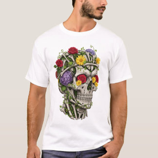 Camiseta Vintage, anatomia médica, flor do crânio
