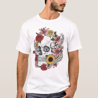 Camiseta Vintage, anatomia médica, flor do crânio