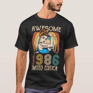 Camiseta Vintage aniversário de 1986 para mulheres com 36 a