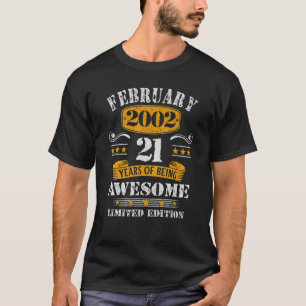 Camiseta Vintage aniversário de 21 anos desde fevereiro
