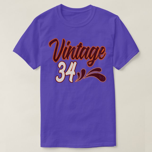 Camiseta Vintage Aniversário De 34 Anos (Frente do Design)
