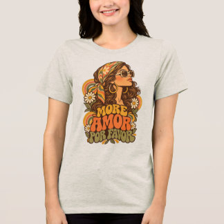 Camiseta Vintage anos 70 Mais Amor Por Favor Garota Hippie