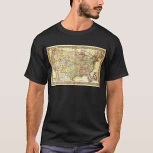 Camiseta Vintage Antigo mapa geral dos EUA