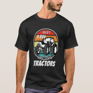 Camiseta Vintage Apenas Um Menino Que Ama Fazenda De Trator