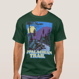 Camiseta Vintage Appalachian Trail Night Scene Mountain Ret