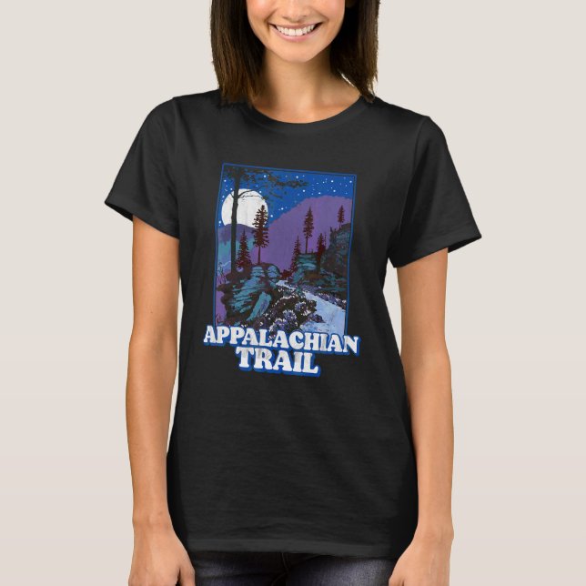 Camiseta Vintage Appalachian Trail Night Scene Mountain Ret (Frente)