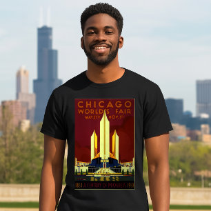 Camiseta Vintage Art Deco 1933, Chicago - Expo Justo do Mun