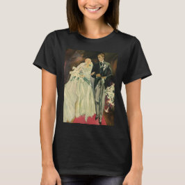 Camiseta Vintage Art Deco Casamento Noiva e Groom Newlyweds