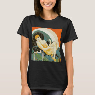Camiseta Vintage Art Deco Mulher reformulando no sofá, Chom