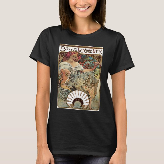 Camiseta Vintage Art Nouveau, biscoitos de Alphonse Mucha (Frente)