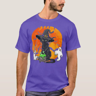 Camiseta Vintage assusta Halloween Black Cat Hat