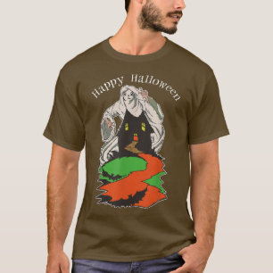 Camiseta Vintage Assustadora, Sobrepondo-Se A Um Assustador