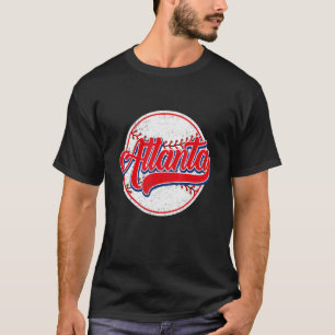 Camiseta Vintage Atlanta Cityscape Baseball Para Mulheres H