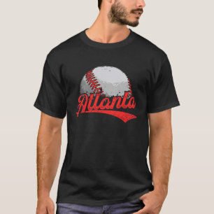 Camiseta Vintage Atlanta Cityscape Baseball Para Mulheres H