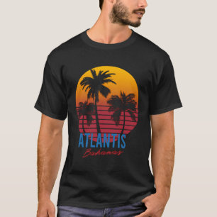 Camiseta Vintage Atlantis Bahamas Palm Trees Sunset Retro