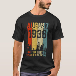 Camiseta Vintage August 1936 86 Aniversário 86 Anos 1936 B