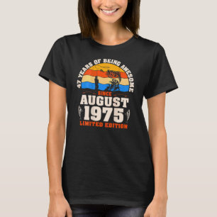 Camiseta Vintage August 1975 47 Anos Pesca 47.o Nascimento