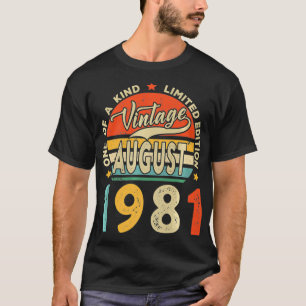 Camiseta Vintage August 1981 aniversário de 40 anos Limited