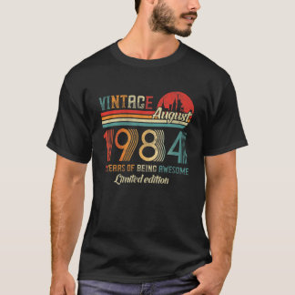 Camiseta Vintage August 1984 37 Aniversário Roupa 37 Anos O