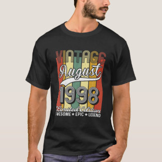 Camiseta Vintage August 1998 23Rd Birthday Limited Edition