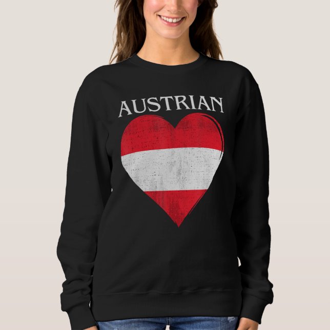 Camiseta Vintage Austria Flag Heart For Austrian (Frente)