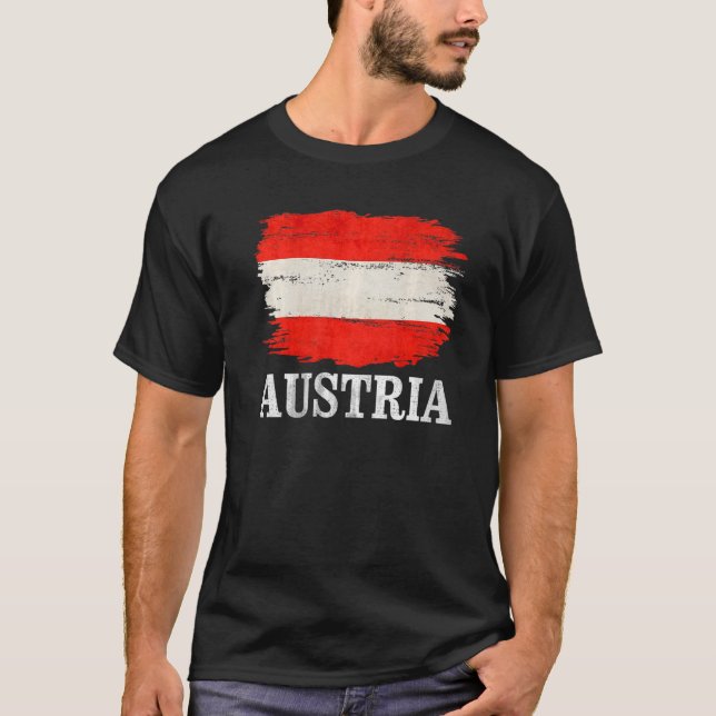 Camiseta Vintage Austria Flag Para Austríaco (Frente)