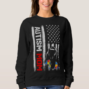 Camiseta Vintage Autism Mãe Ursa Americana Sinalizador Conh