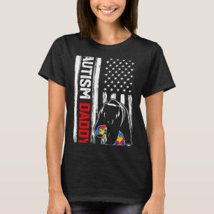 Camiseta Vintage Autism Pai Bear American Flag Awarse