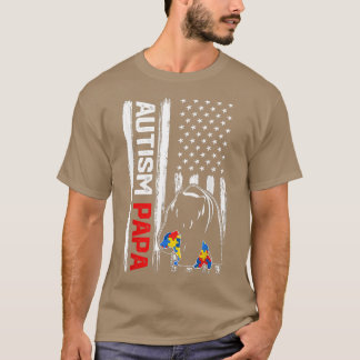 Camiseta Vintage Autism Papa Urso Sinal Americano Sensibili