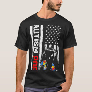 Camiseta Vintage Autism Pop Bear American Flag Awarting Fa