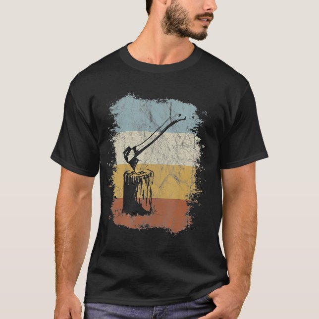 Camiseta Vintage Ax Lumberjack retro-madeira  (Frente)