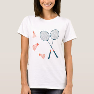 Camiseta Vintage badminton impressão: mão desenhada para vo