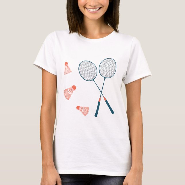 Camiseta Vintage badminton impressão: mão desenhada para vo (Frente)