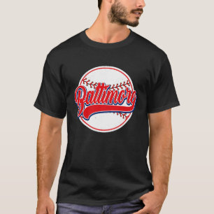 Camiseta Vintage Baltimore Cityscape Baseball Para Mulheres