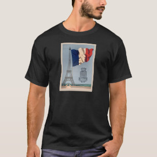 Camiseta Vintage Bandeira Nacional Francesa e Torre Eiffel