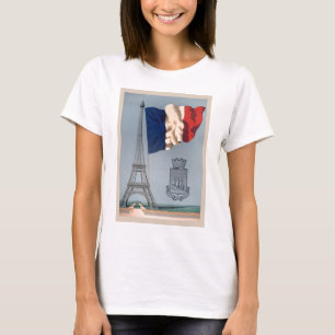 Camiseta Vintage Bandeira Nacional Francesa e Torre Eiffel