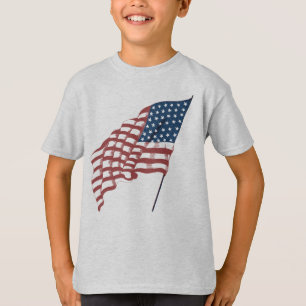 Camiseta Vintage Bandeira Patriótica Americana Acenando no