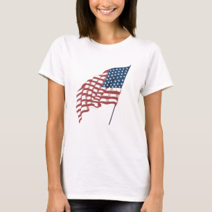 Camiseta Vintage Bandeira Patriótica Americana Acenando no 