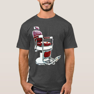 Camiseta Vintage Barber Cadeira em Branco