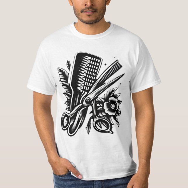 Camiseta Vintage Barber Flash Tatuagem" (Frente)
