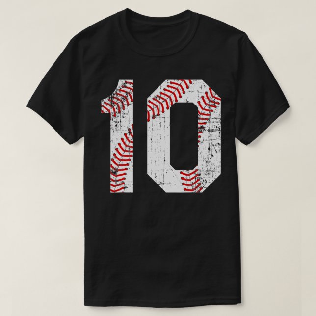 Camiseta Vintage Baseball 10 Jersey Number (Frente do Design)
