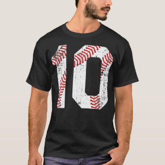Camiseta Vintage Baseball 10 Jersey Number