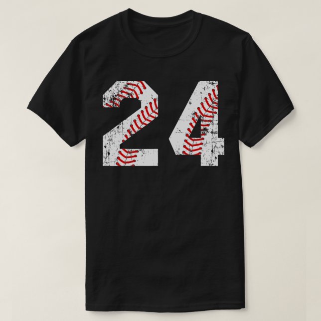 Camiseta Vintage Baseball 24 Jersey Number (Frente do Design)