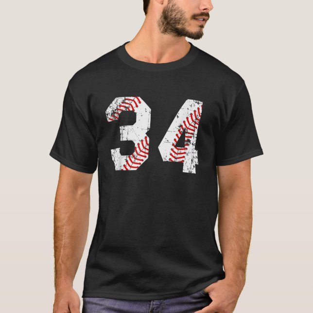 Camiseta Vintage Baseball 34 Jersey Number (Frente)