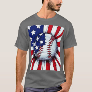 Camiseta Vintage Baseball 4 de julho Men USA American Flag