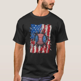 Camiseta Vintage Baseball 4 De Julho Men USA Flag