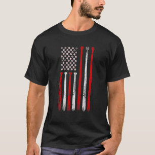 Camiseta Vintage Baseball Bat American USA Flag Baseball Gr